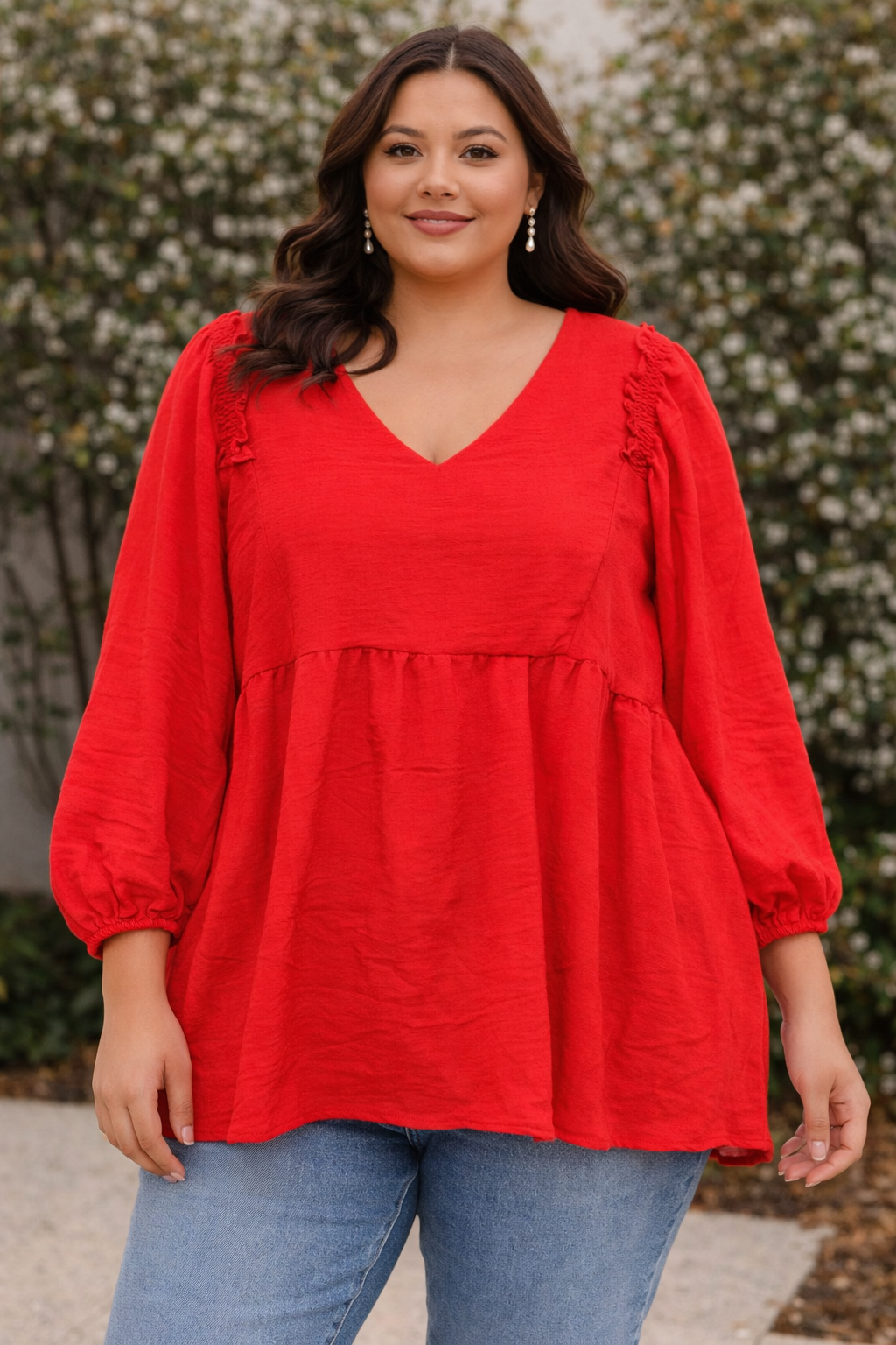Ella Red Curvy Top