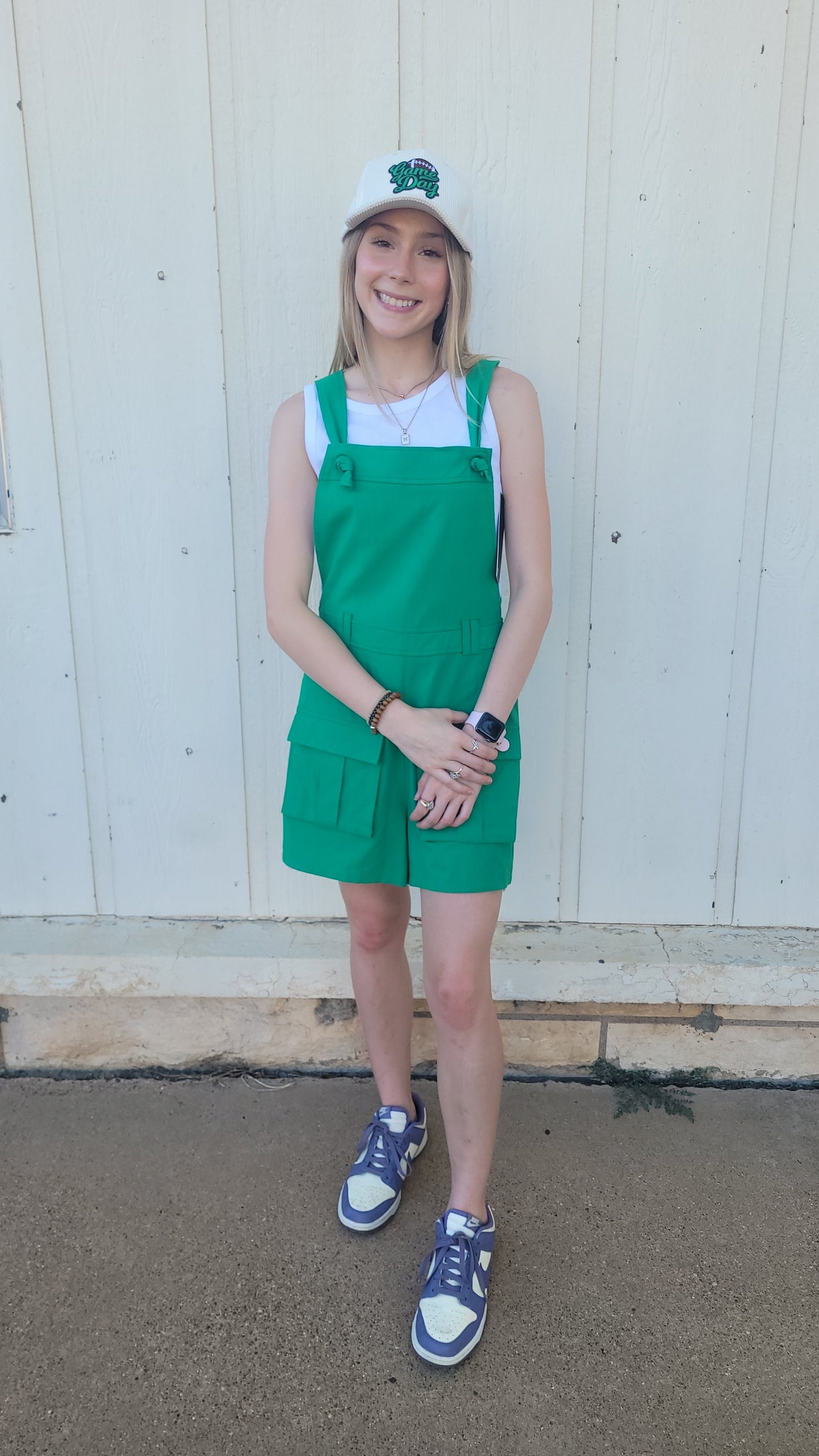 Kelly Green Overall Shorts