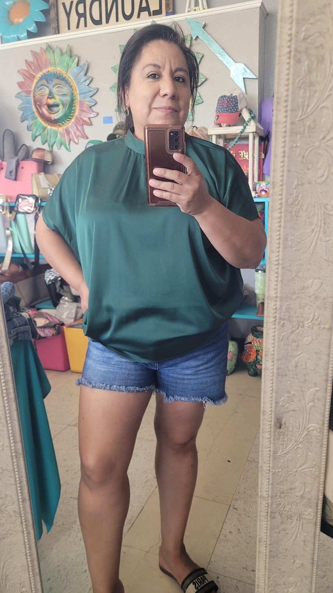 Iris Green Bow top