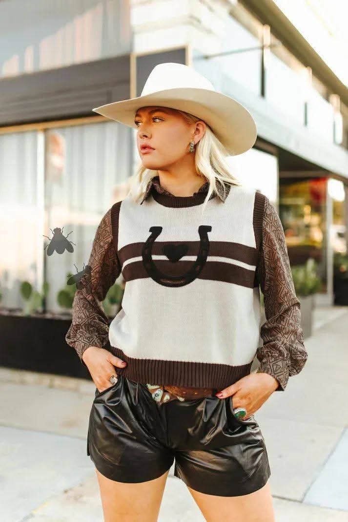 Black HorseShoe Knitted Vest