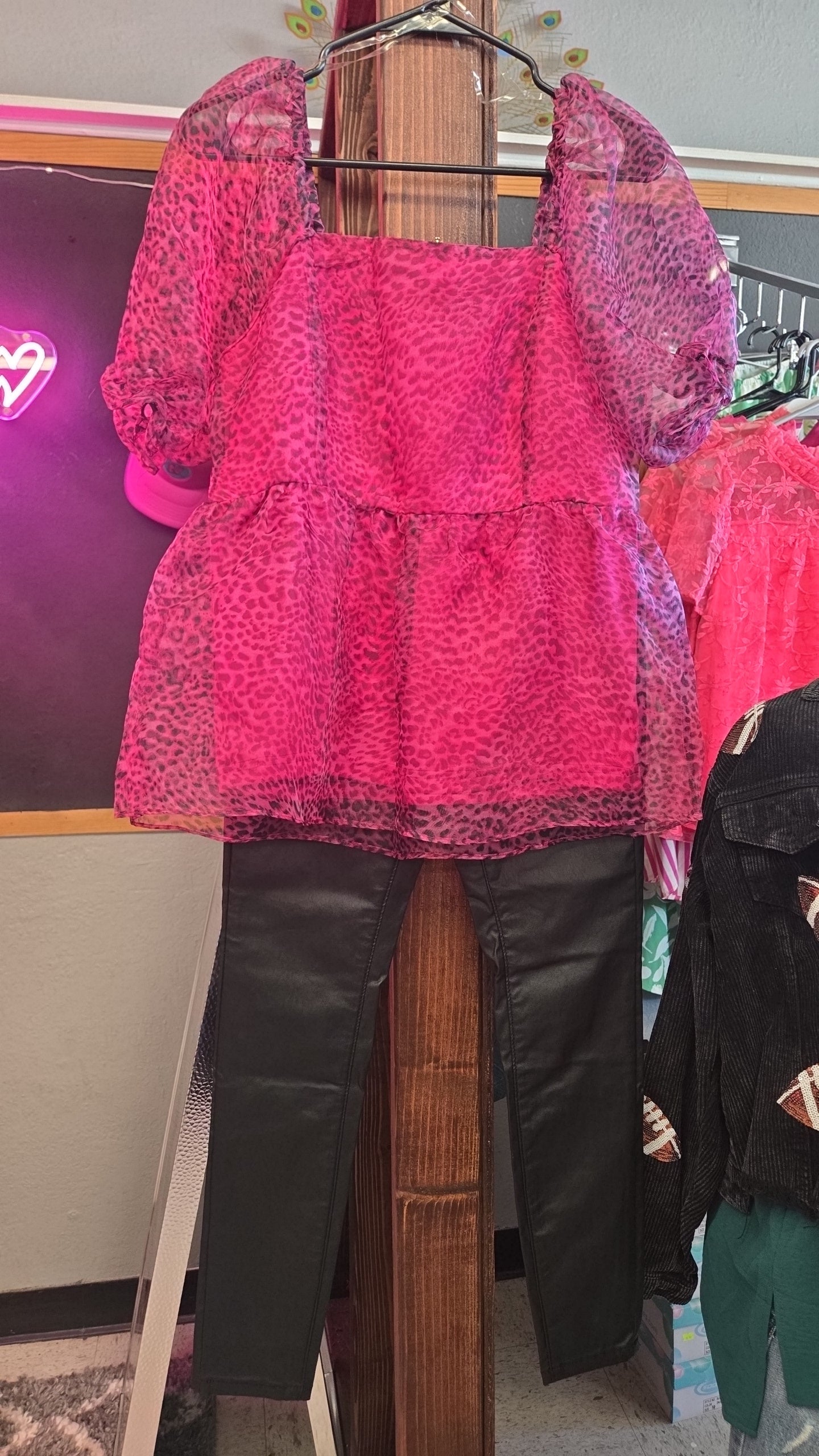 Zaya Pink Leopard peplum top