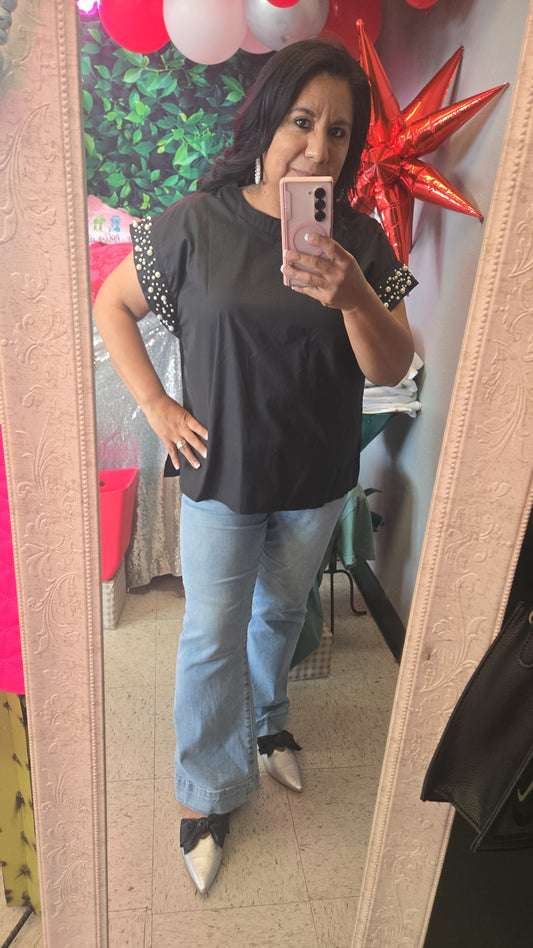 OLivia BLack top with Pearls