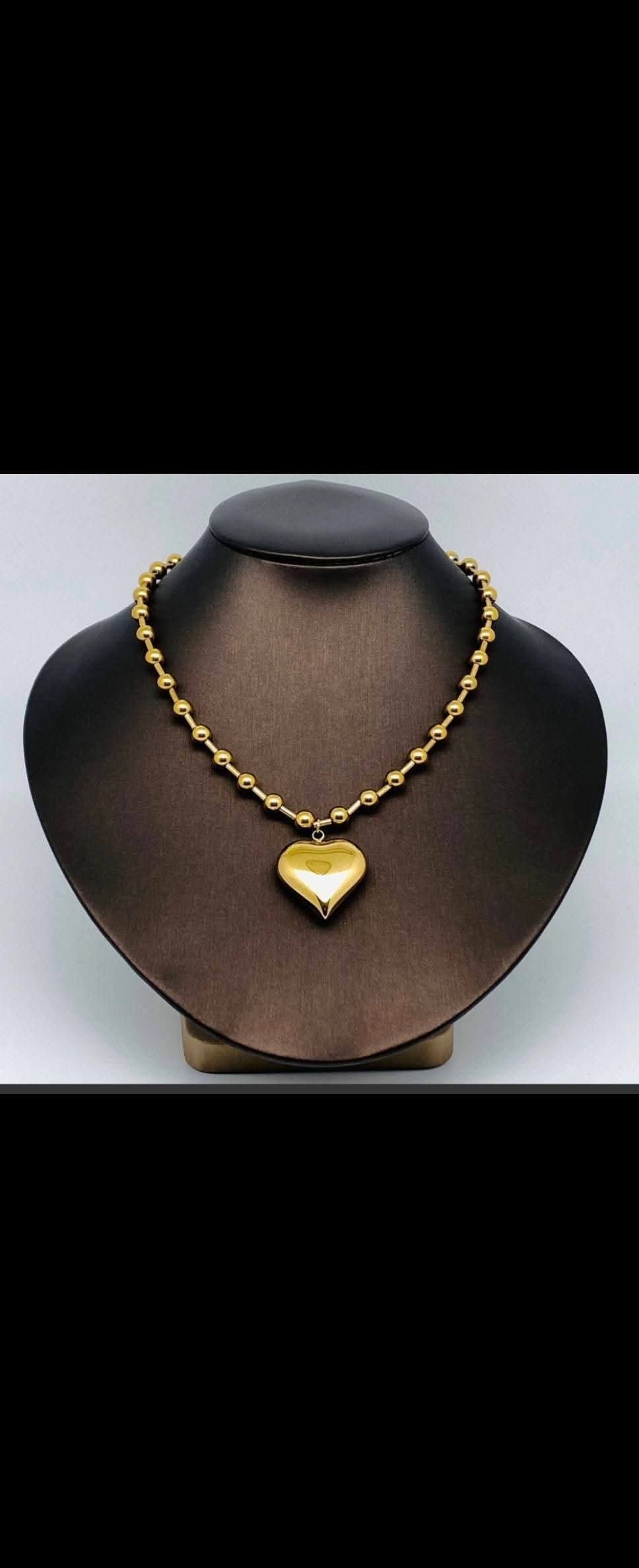 Gold Heart Beaded Necklace