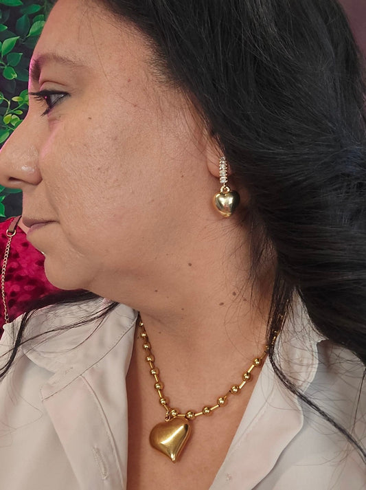 Gold Heart Beaded Necklace