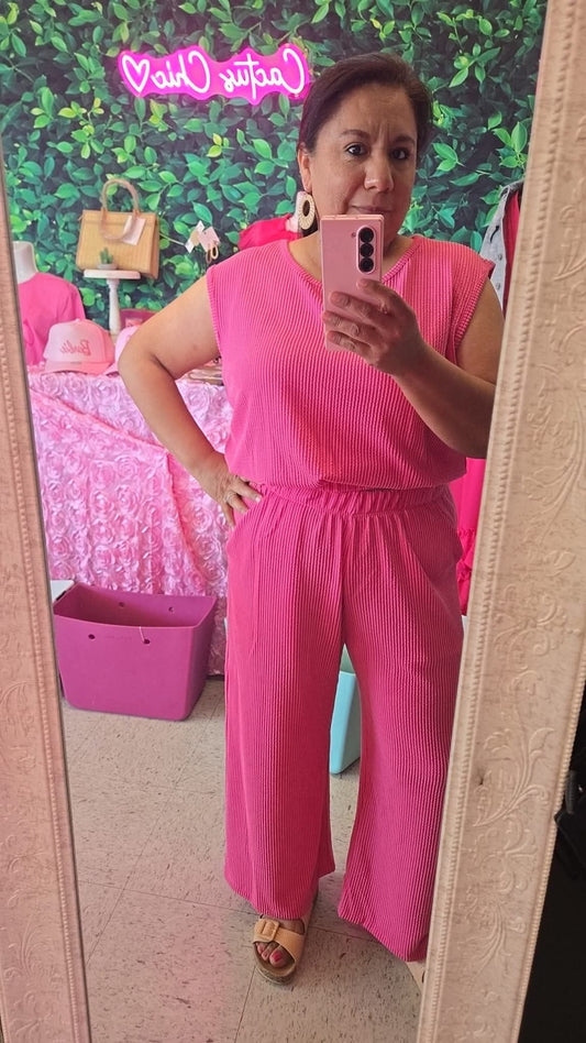 Barbie Pink ribbed set