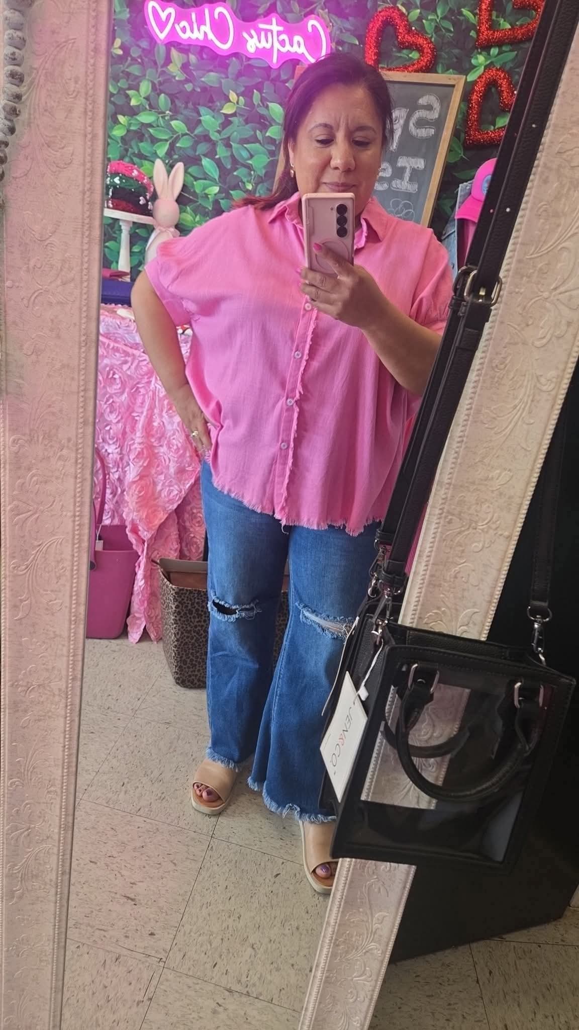 Sally pink linen top