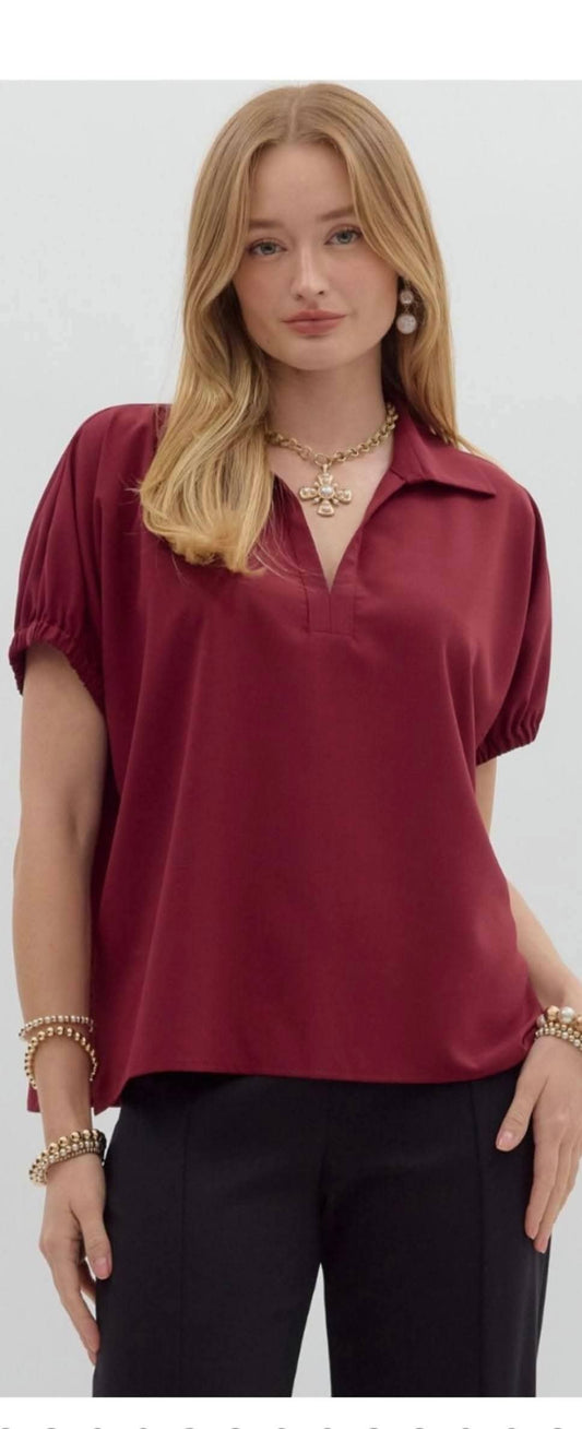Isabella Burgandy Top